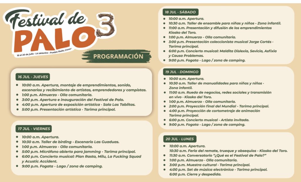 Cartel anunciando el gran Festival de Palo en Pueblo Bello.