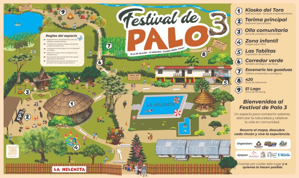 Cartel anunciando el gran Festival de Palo en Pueblo Bello.