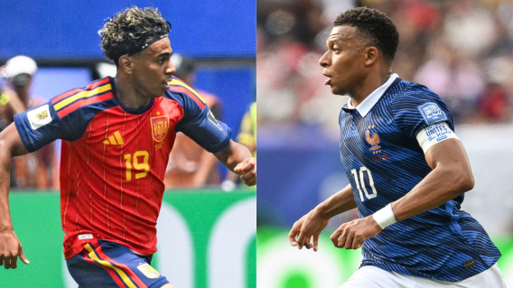Jugadores de España y Francia durante el Mundial 2026, antes del duelo por un cupo a la final.