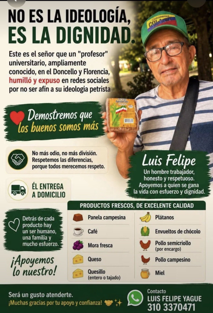 Campaña de apoyo a don Luis y sus productos campesinos