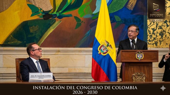 Gustavo Petro responde a Lidio García durante la instalación del Congreso de Colombia.