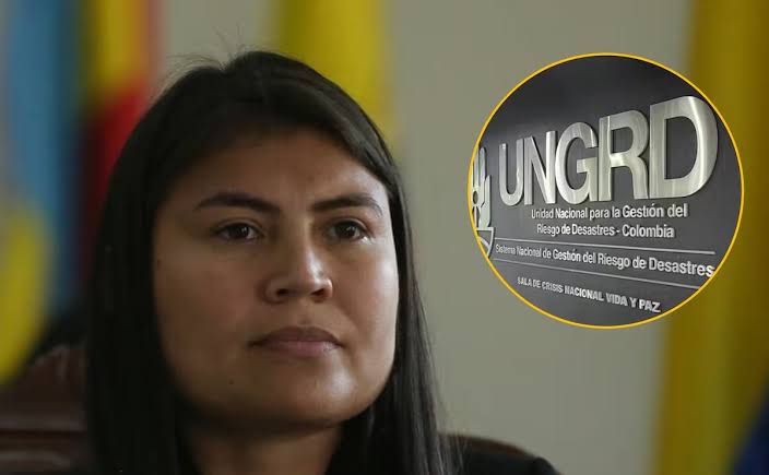 Karen Manrique junto al logotipo de la UNGRD