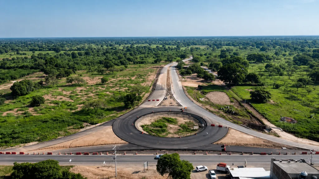 Vista aérea del puente sobre el río Cesar en el corredor vial Valledupar–La Paz