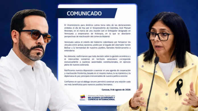 Venezuela responde a Colombia con un comunicado sobre comercio bilateral, soberanía y fortalecimiento de las relaciones entre ambos países.