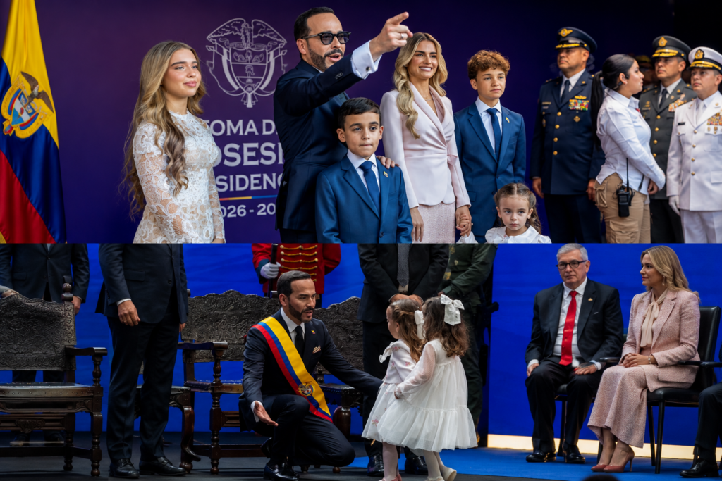 Abelardo de la Espriella junto a su familia durante la ceremonia de posesión presidencial de Colombia.