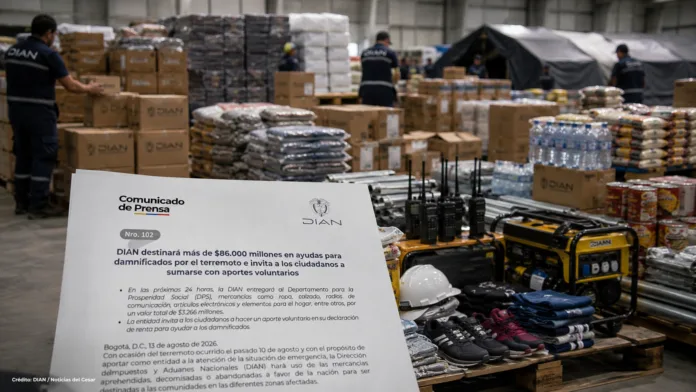 Ayudas de la DIAN con mercancías incautadas para damnificados del terremoto en Colombia