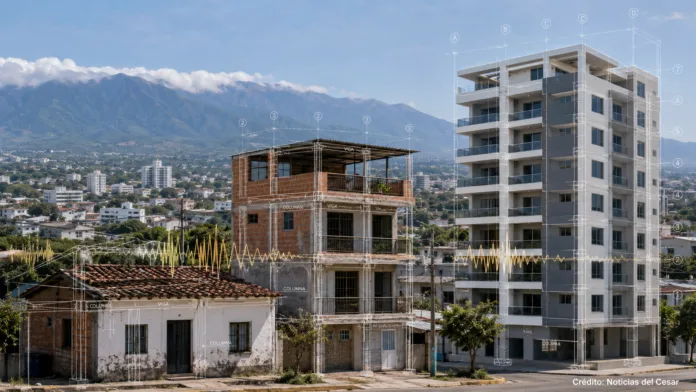 Vulnerabilidad sísmica en Valledupar con viviendas antiguas, ampliadas y edificio moderno
