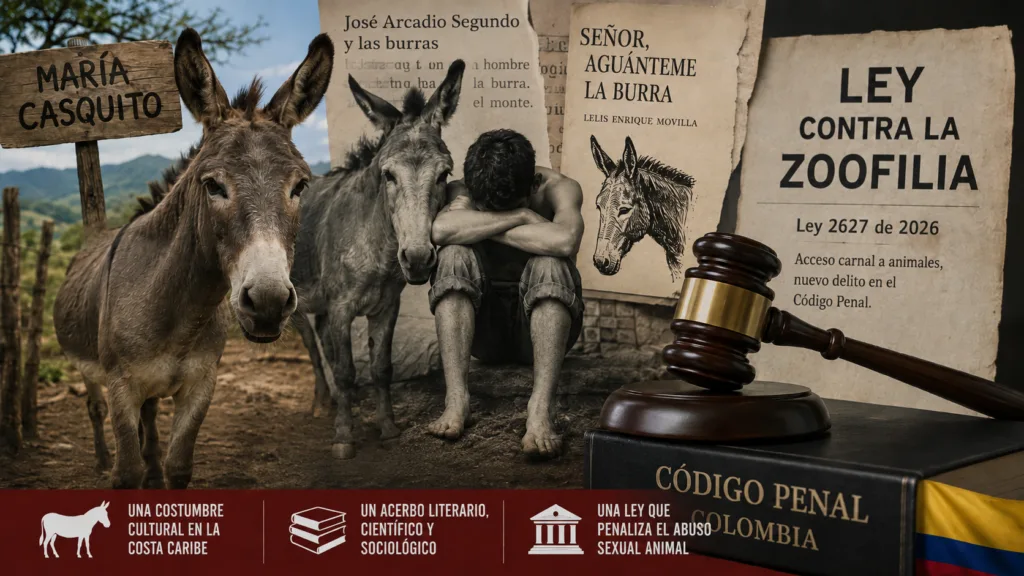 María Casquito, burro, libros y Código Penal en representación de la cultura costeña