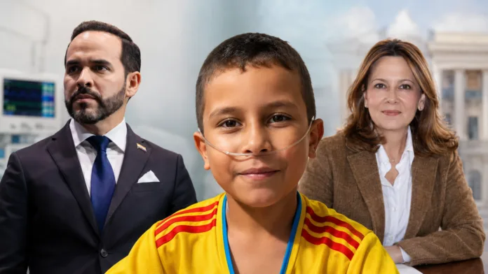 Niño Lucas junto al presidente Abelardo De La Espriella y la ministra Ana María Vesga