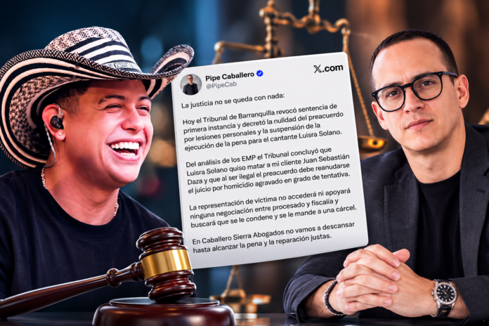 Luisra Solano y el abogado Pipe Caballero junto al pronunciamiento sobre la nulidad del preacuerdo en el proceso judicial.