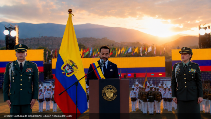 Abelardo en el Cantón Pichincha durante su primer discurso como presidente de Colombia