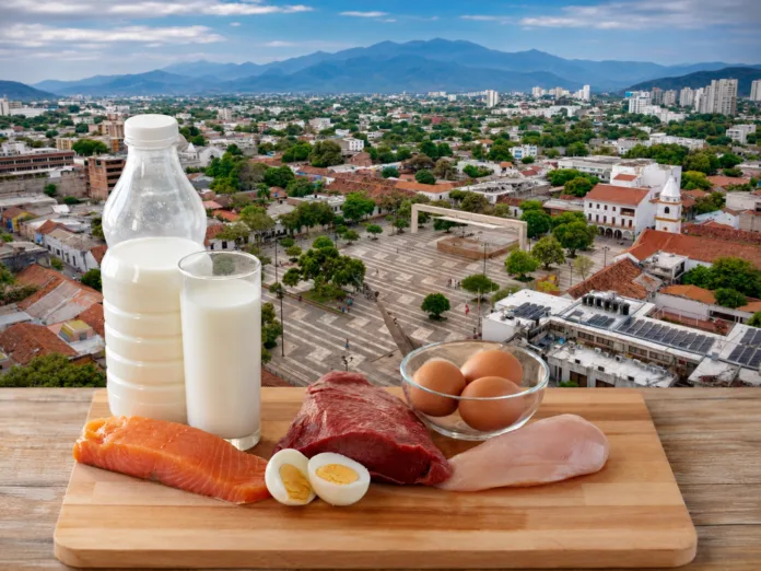Alimentos básicos frente a una vista de Valledupar durante el fenómeno de El Niño