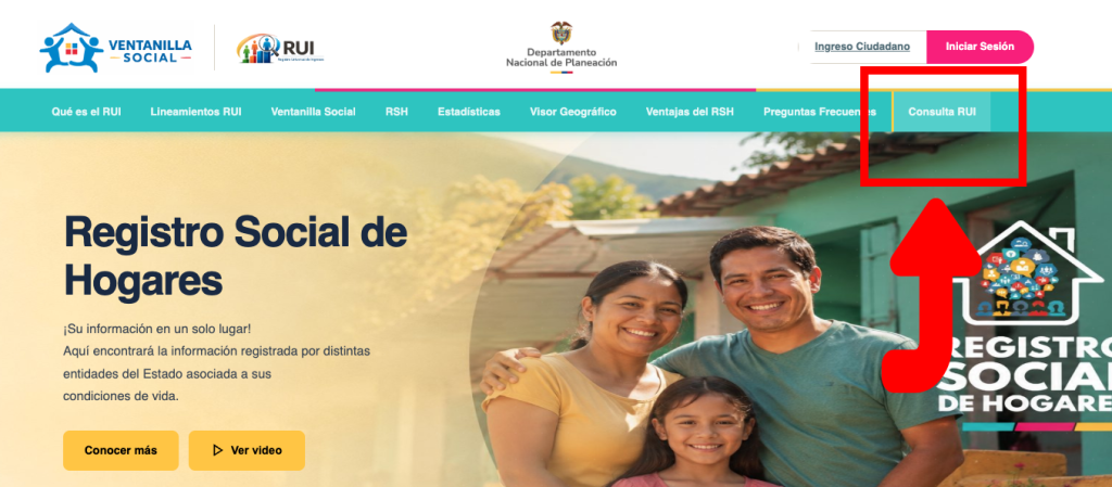 Página de la Ventanilla Social para consultar el RUI