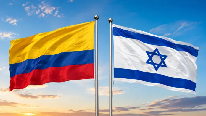 Banderas de Colombia e Israel en imagen horizontal sobre el acuerdo que elimina el requisito de visa entre ambos países