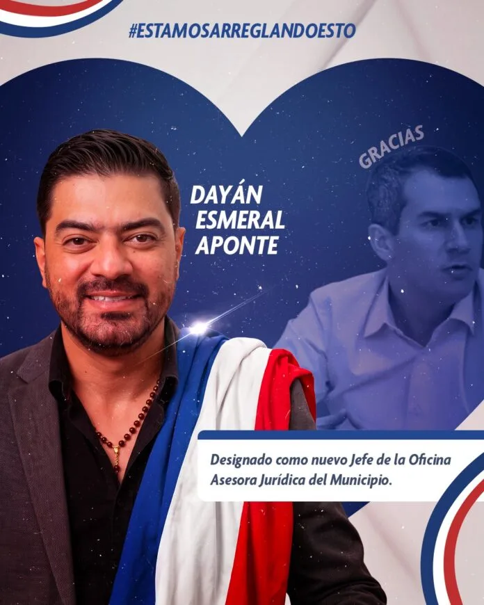 Anuncio de la designación de Dayán Esmeral Aponte como jefe jurídico de Valledupar