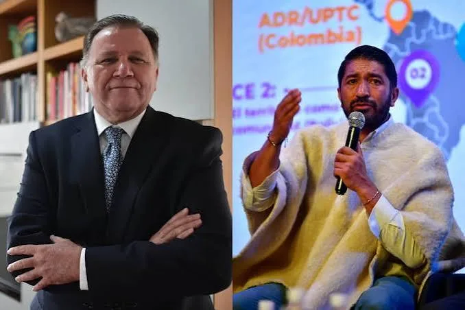 Dos funcionarios vinculados al sector agropecuario en una imagen sobre la revisión de contratos de la Agencia de Desarrollo Rural.