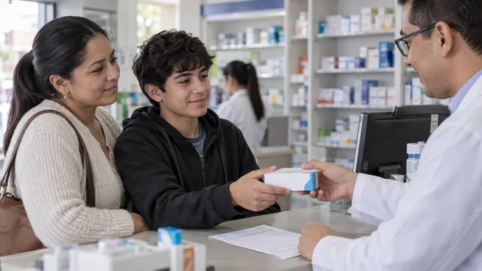 Madre acompaña a su hijo mientras recibe Urbadan para tratar la epilepsia
