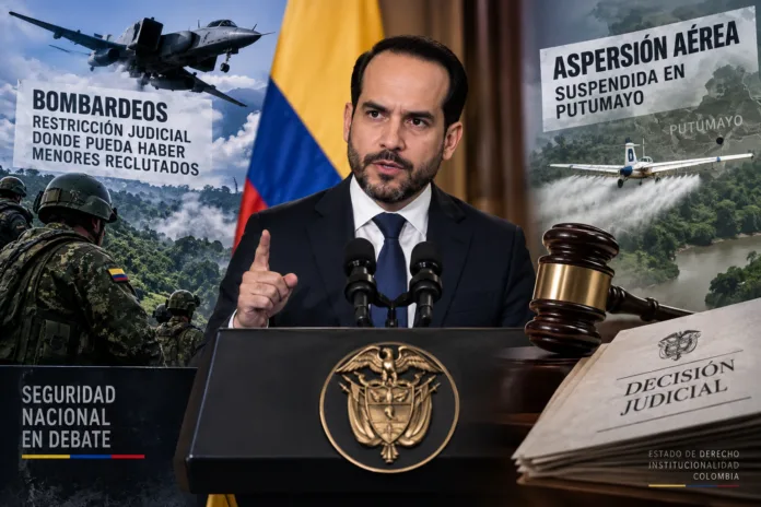 Abelardo De La Espriella durante anuncio sobre bombardeos y aspersión aérea tras decisiones judiciales