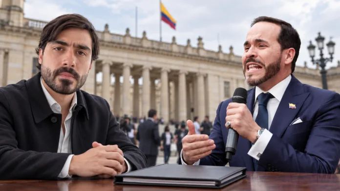 Samuel Adrián y Abelardo De La Espriella frente al Capitolio durante debate sobre tratamientos de género en menores