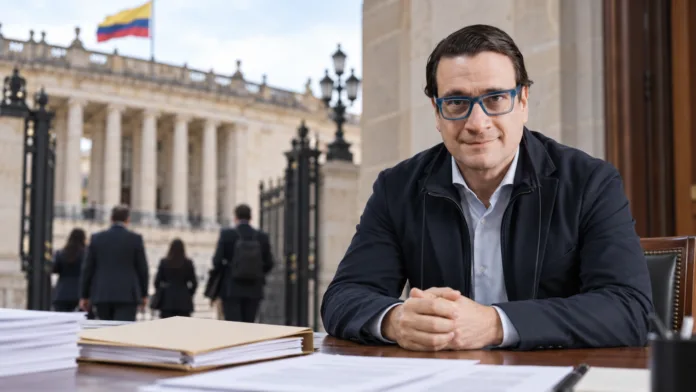 Iván Cancino durante anuncio de ley de sometimiento para grupos armados en Colombia