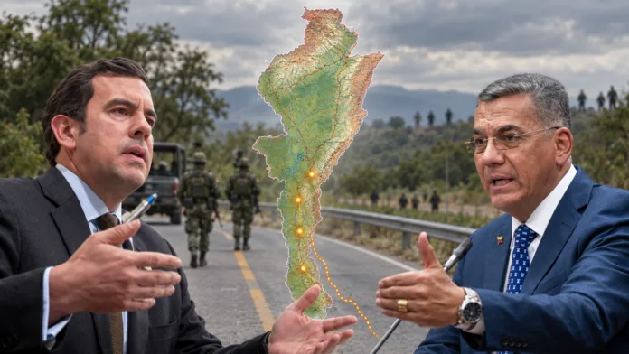 Rodrigo Lara y Jorge Enrique Mora junto al mapa del Cesar por la expansión armada