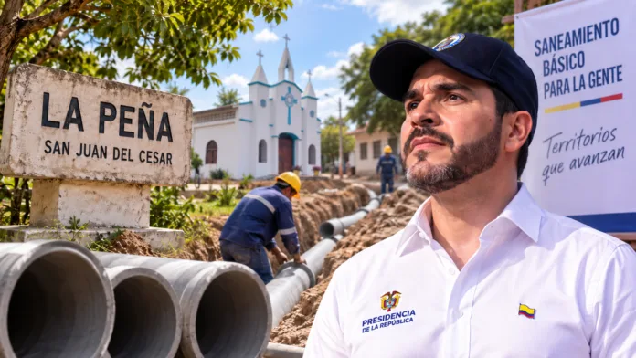 Alcantarillado de La Peña durante visita presidencial de Abelardo De La Espriella a San Juan del Cesar