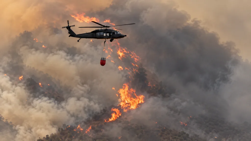 Black Hawk combate el incendio en Villa de Leyva