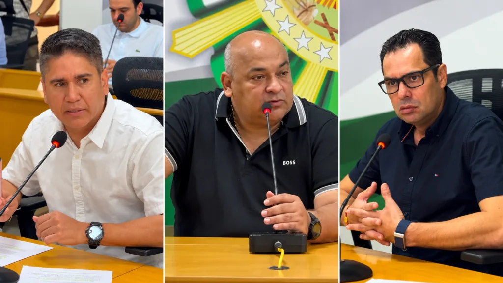 Tres diputados intervienen en la Asamblea del Cesar durante el debate sobre el Rosario Pumarejo y el respaldo a Claudia Zuleta.