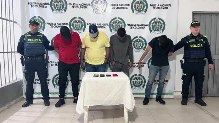 Cuatro hombres capturados por presunto fleteo en Valledupar durante operativo de la Policía en Villalba