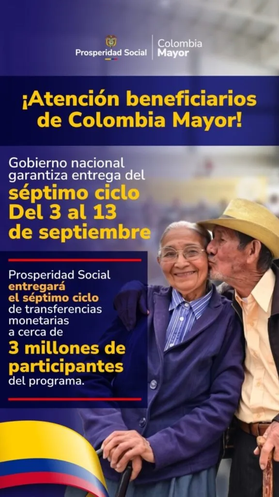 Prosperidad Social anuncia pagos de Colombia Mayor del 3 al 13 de septiembre