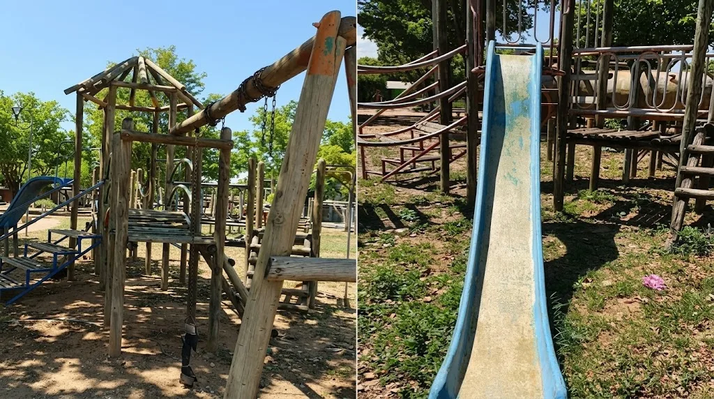 Juegos infantiles deteriorados en el Megaparque de Populandia, en Valledupar