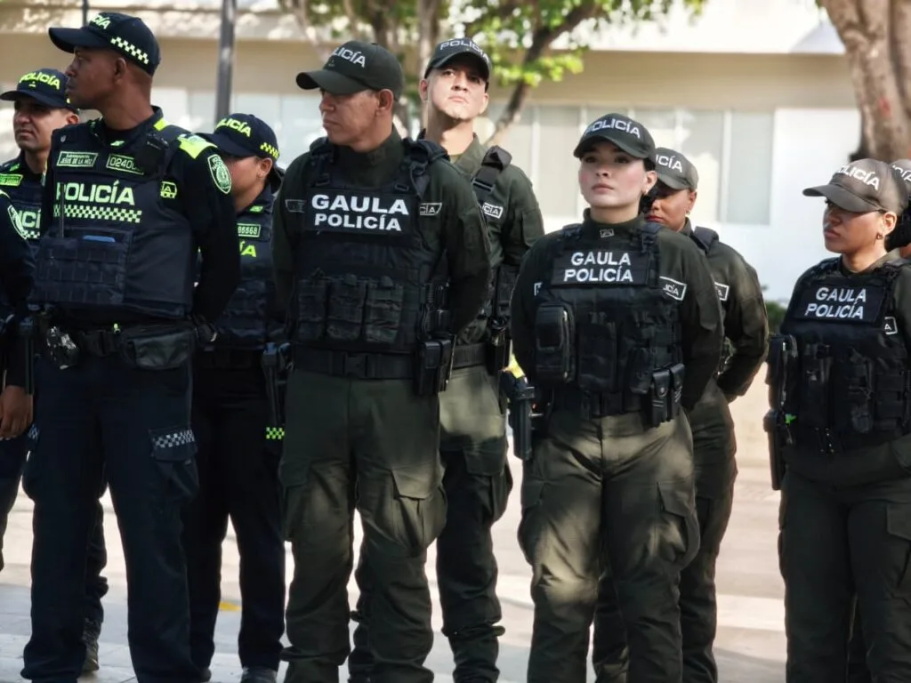 Uniformados del GAULA y la Policía durante refuerzo de seguridad en Valledupar