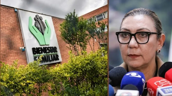 Sede del ICBF junto a imagen de una funcionaria de la entidad