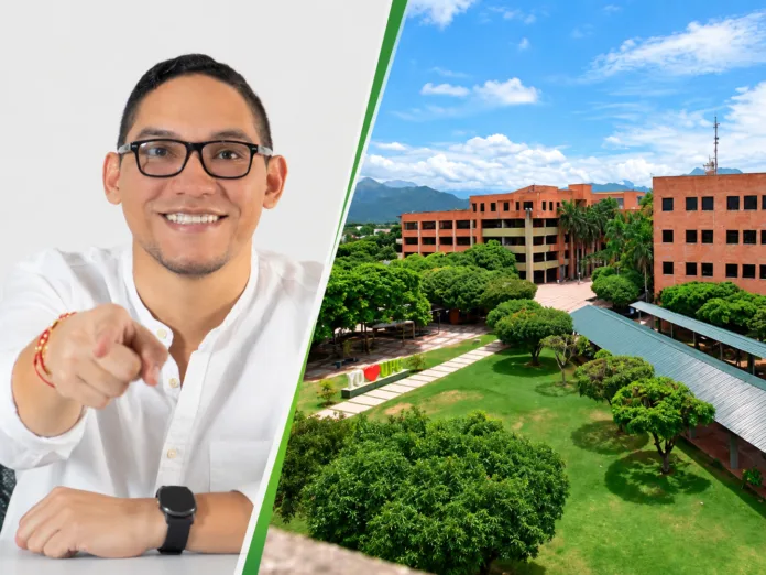 Guillermo Andrés Echavarría junto a imagen de la Universidad Popular del Cesar