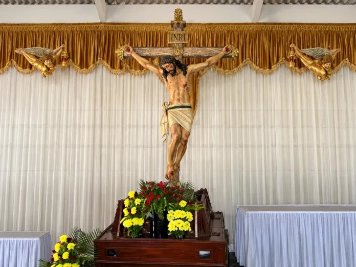 Imagen del Santo Cristo de Mariangola durante las fiestas tradicionales del corregimiento