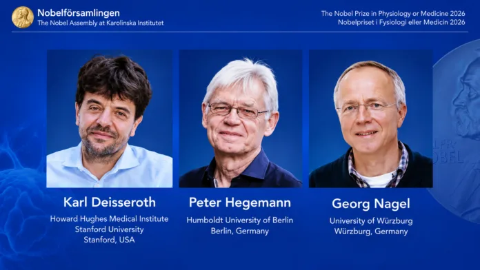 Karl Deisseroth, Peter Hegemann y Georg Nagel, ganadores del Nobel de Medicina 2026.