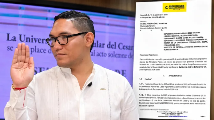 Guillermo Andrés Echavarría Gil junto al concepto de la Procuraduría que solicita anular su elección como rector de la UPC.
