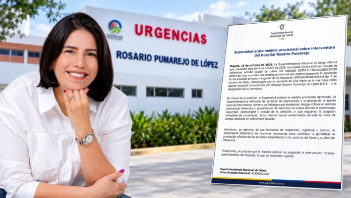 Lina de Armas y Hospital Rosario Pumarejo de López tras decisión de Supersalud.