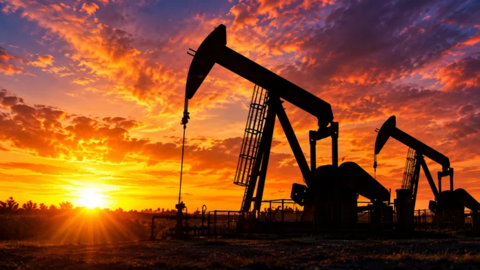 Bombas extractoras de petróleo al atardecer en medio del debate sobre rutas energéticas globales.