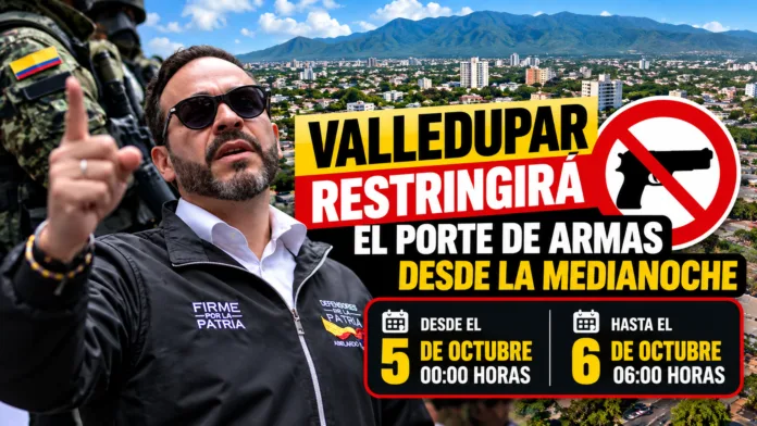 Restricción temporal del porte de armas de fuego en Valledupar desde la medianoche