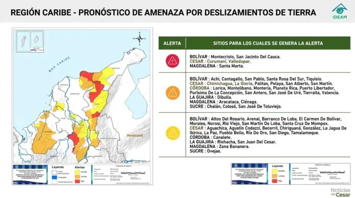 Alerta por deslizamientos en el Cesar: Valledupar y Curumaní en nivel alto