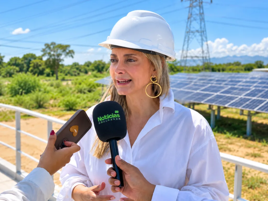 Alexandra Hernández Saravia, presidenta ejecutiva de SER Colombia, durante una entrevista sobre las granjas solares de Unergy en el Cesar.