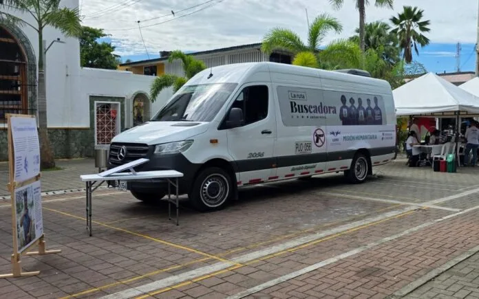 Unidad móvil de la Ruta Buscadora de la UBPD durante jornada de búsqueda de personas desaparecidas.