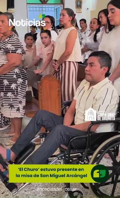 Jorge Iván, ‘El Churo’, durante la misa de San Miguel Arcángel en Urumita