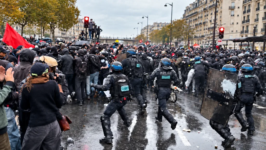 Enfrentamientos entre manifestantes y policías durante las protestas en Francia