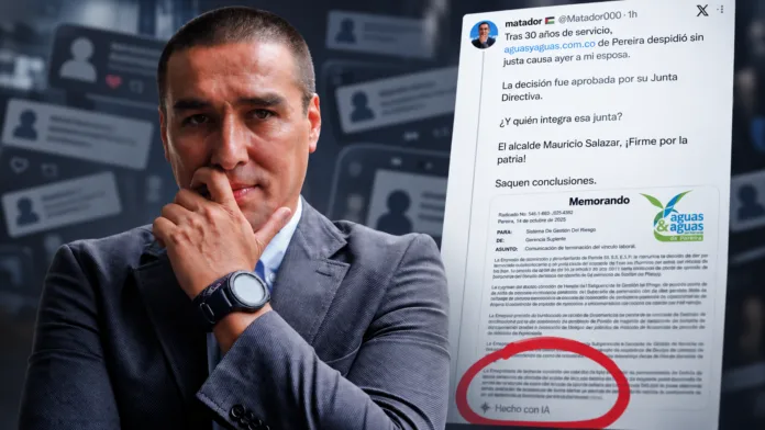 Esposa de Matador: composición editorial del caricaturista y el memorando de despido marcado con IA