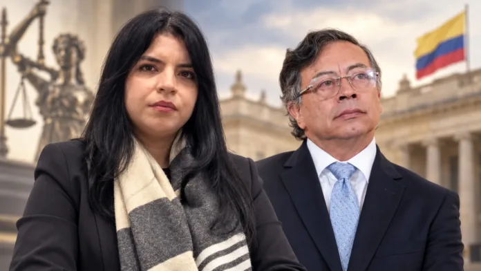 Composición ilustrativa de Deicy Jiménez y Gustavo Petro por el caso de presuntos contratos sexuales investigado por las autoridades.