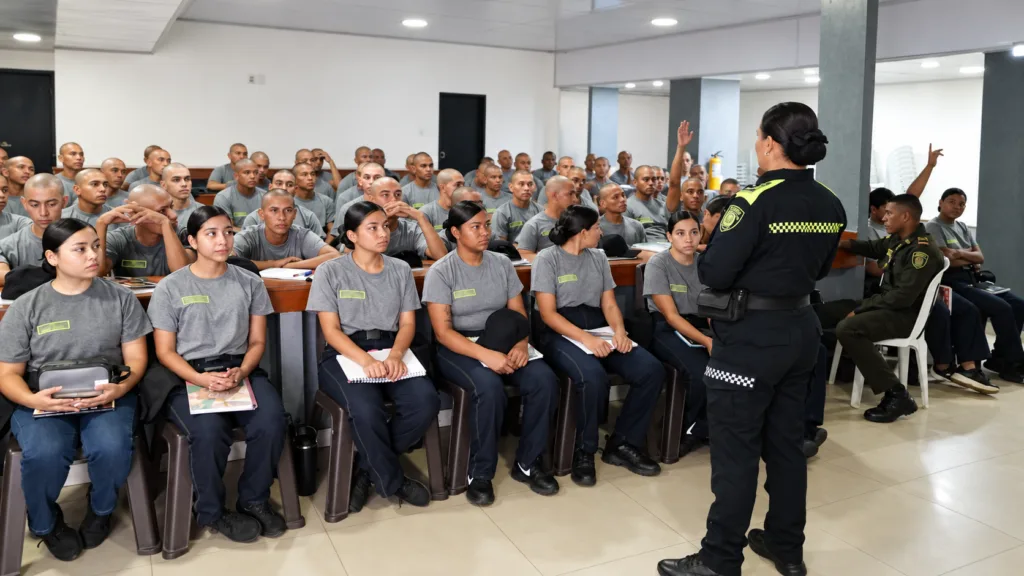 Adriana Rozo durante formación de auxiliares de Policía en el Cesar