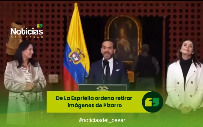 Intervención ante micrófonos durante el anuncio sobre el retiro de imágenes de Carlos Pizarro