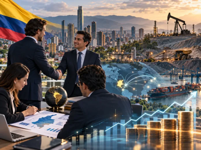 Imagen conceptual sobre la inversión extranjera directa en Colombia, con referencia al ingreso de US$885 millones en septiembre de 2026.